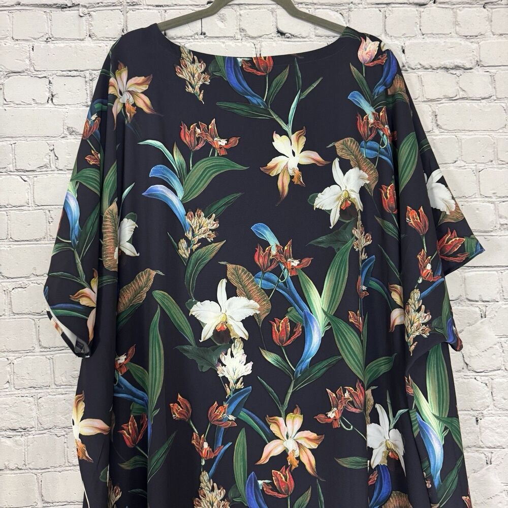 Chico's Sharkbite Hem Maxi Dress Blue Floral Easy Print Womens Size US 20/22 - Picture 10 of 12